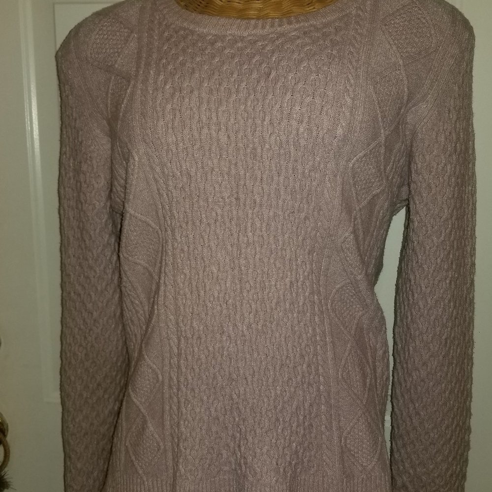 Jilly Cable Knit Pullover Blush/Mauve XXL